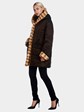 Woman's Giuliana Teso Brown Nylon Puffer and Mink Fur Parka