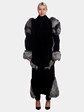 Woman's Full Length Black Broadtail Lamb and Silver Fox Fur Coat