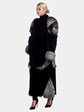 Woman's Full Length Black Broadtail Lamb and Silver Fox Fur Coat