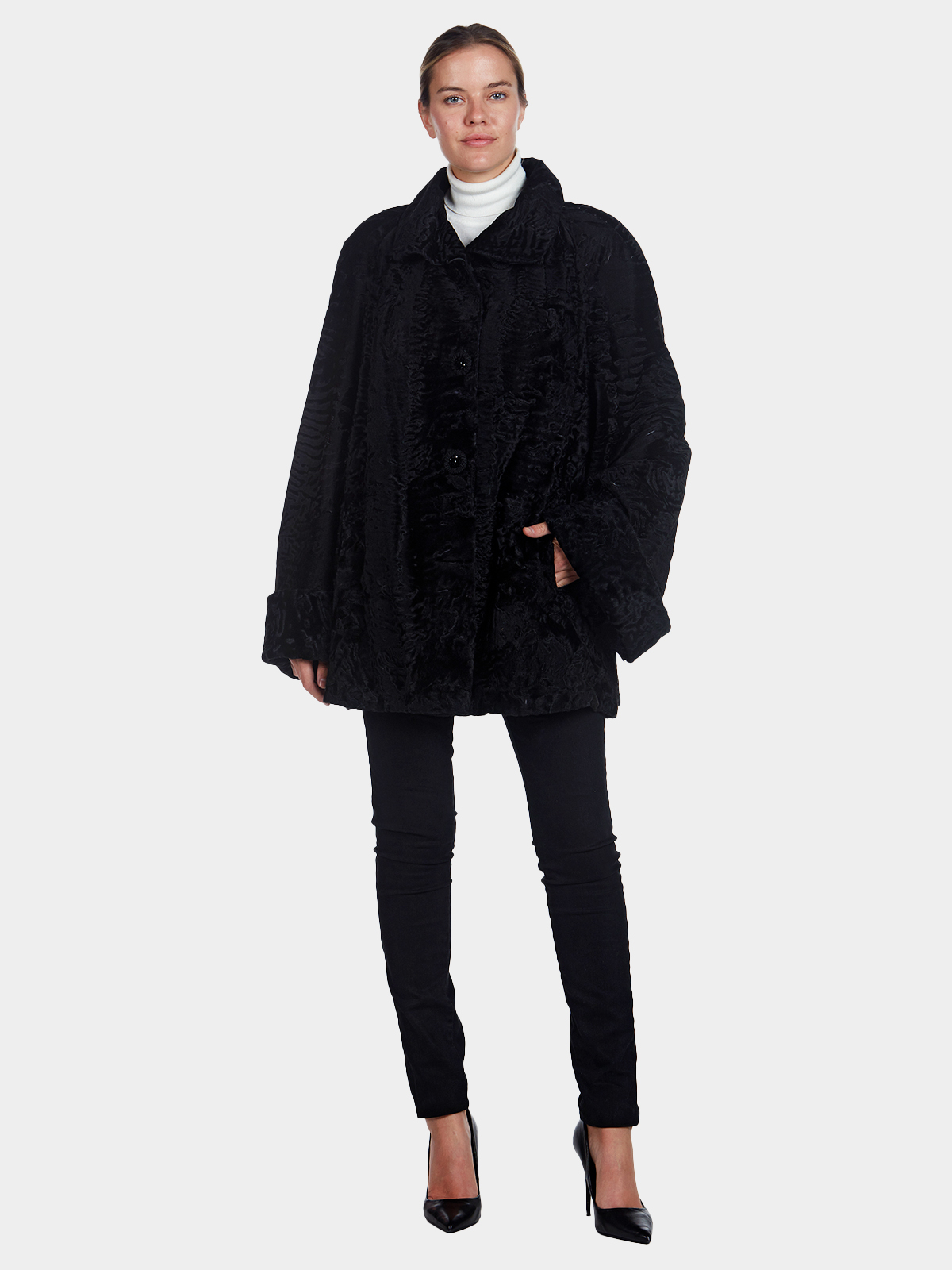 Revillon Black Broadtail Lamb Jacket (Medium) | Estate Furs