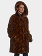 Woman's Mahogany Dyed Mink Fur Chevron Parka