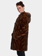 Woman's Mahogany Dyed Mink Fur Chevron Parka