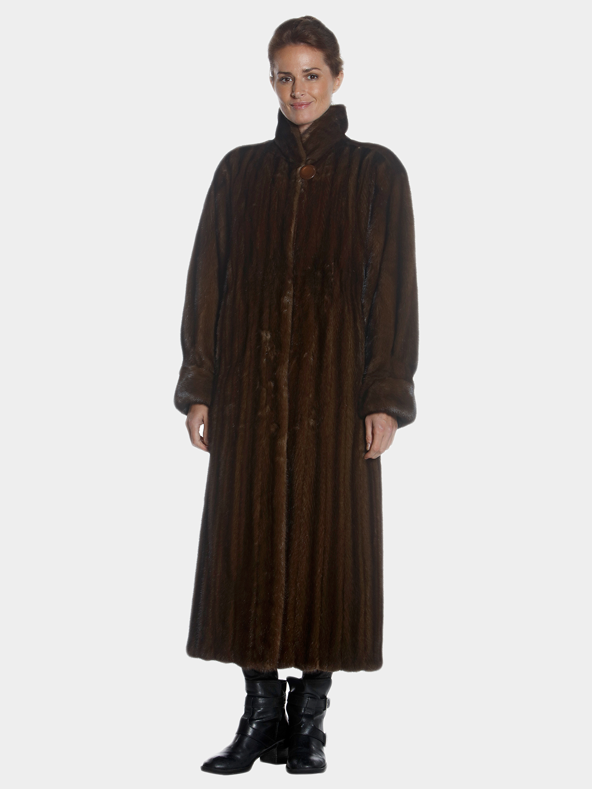 Woman's Mahogany Mink Fur 7/8 Coat