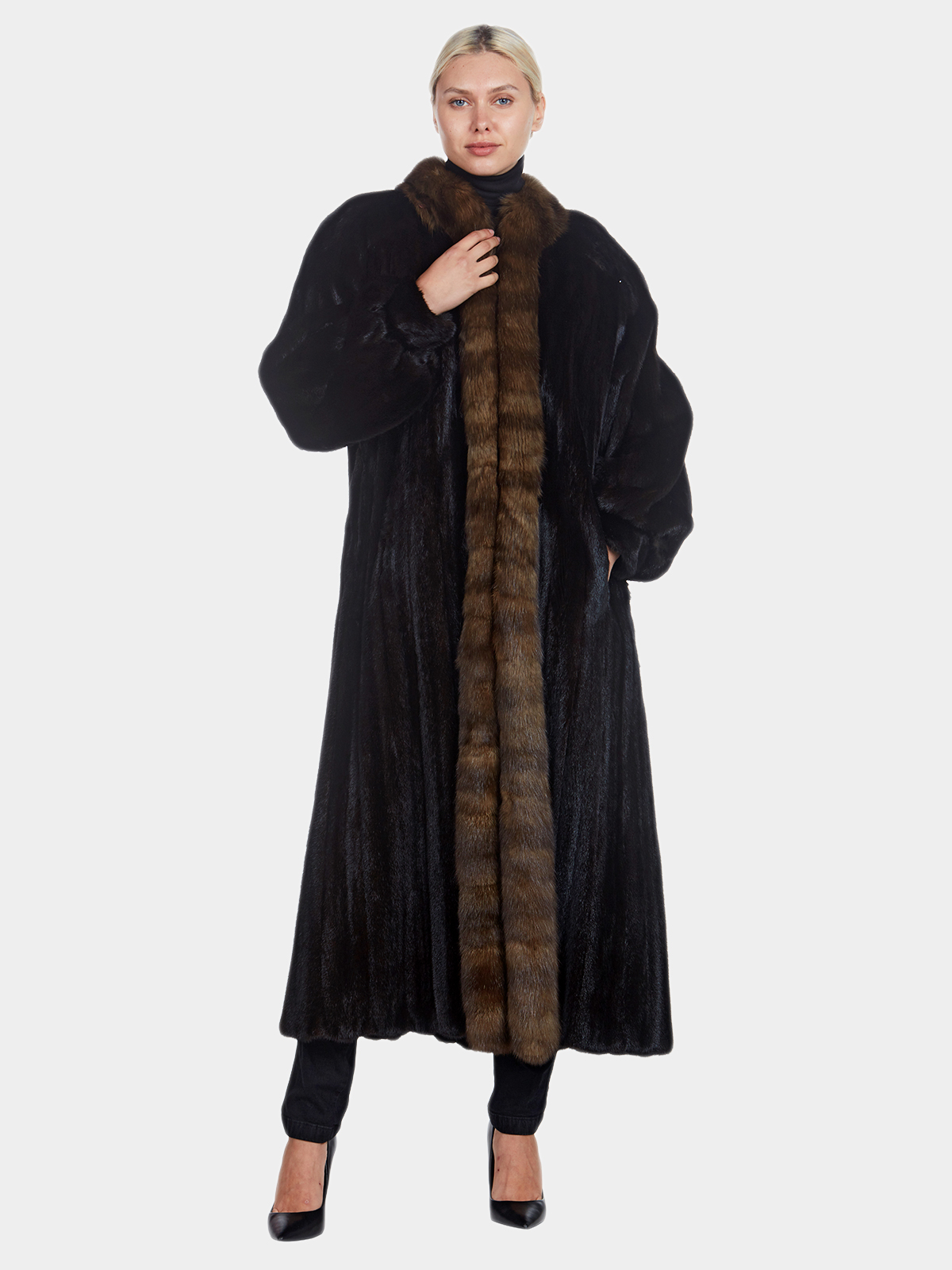 Woman's Full Length Ranch Mink and Sable Fur Coat