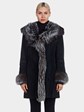 Woman's Ponte Vecchio Black Suede and Fox Fur Stroller