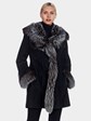Woman's Ponte Vecchio Black Suede and Fox Fur Stroller