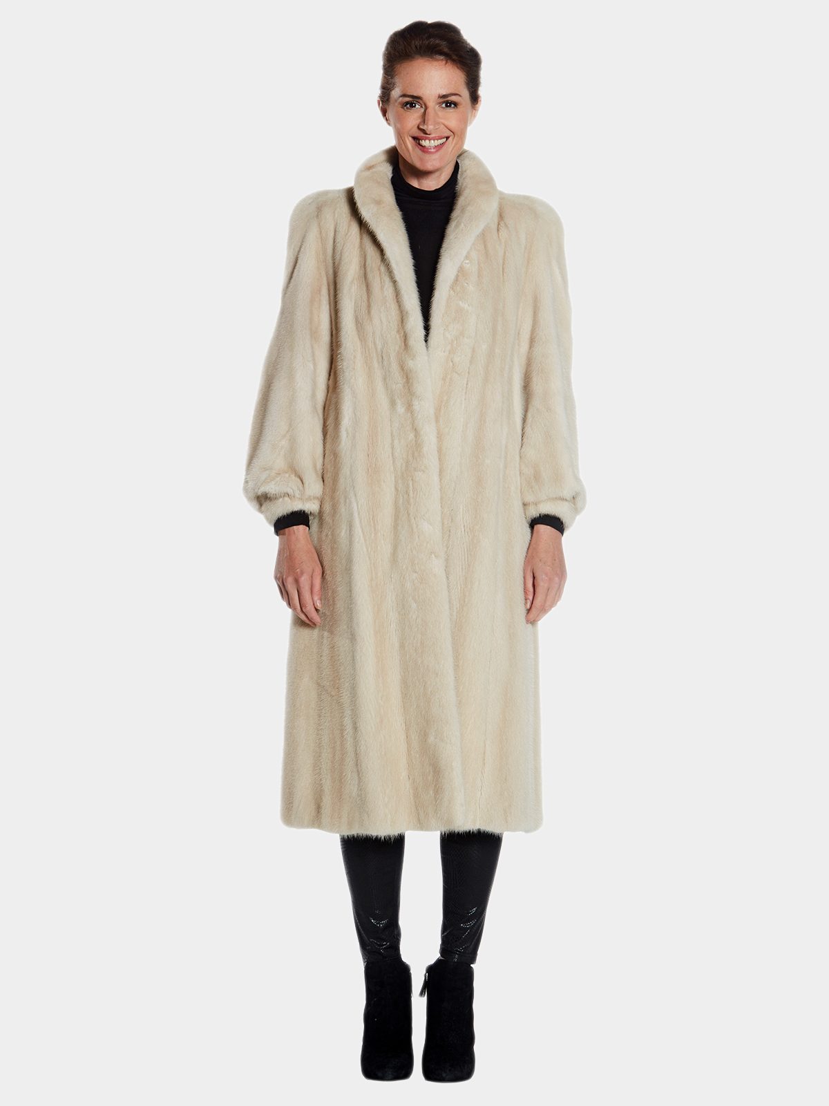 Woman's Beige Dyed Saga Mink Fur Coat