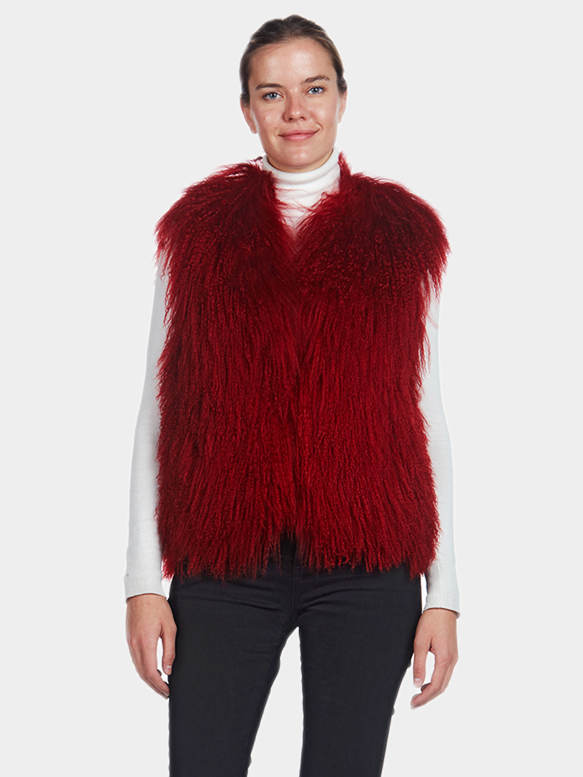 Woman's Sorbara for Neiman Marcus Cherry Red Dyed Lamb Vest