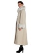 Woman's Beige Cashmere Coat with Fox Fur Trim