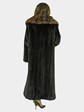 Woman's Dark Mahogany Female Mink Fur Coat with Sable Collar