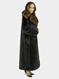 Woman's Dark Mahogany Female Mink Fur Coat with Sable Collar