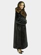 Woman's Dark Mahogany Female Mink Fur Coat with Sable Collar