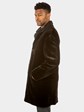 Man's Black Sheared Mink Fur 3/4 Coat