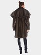 Woman's Blue Iris Mink Fur Coat with Ruffle Details