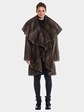 Woman's Blue Iris Mink Fur Coat with Ruffle Details