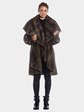 Woman's Blue Iris Mink Fur Coat with Ruffle Details