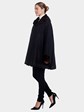 Woman's Black Fabric Raincoat with Sheared Mink Fur