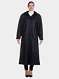 Woman's Full Length Black Dyed Shearling Lamb Coat