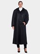 Woman's Full Length Black Dyed Shearling Lamb Coat