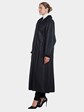 Woman's Full Length Black Dyed Shearling Lamb Coat