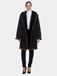 Woman's Christia Black Dyed Shearling Stroller with Brown Mink Trim