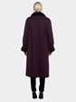 Woman's Reversible Burgundy Fabric with Sheared Nutria Coat