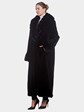 Woman's Full Length Black Sheared Mink Fur Coat with Chinchilla