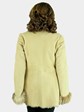 Woman's Italian Cream Shearling Lamb Jacket with Crystal Fox Tuxedo Front