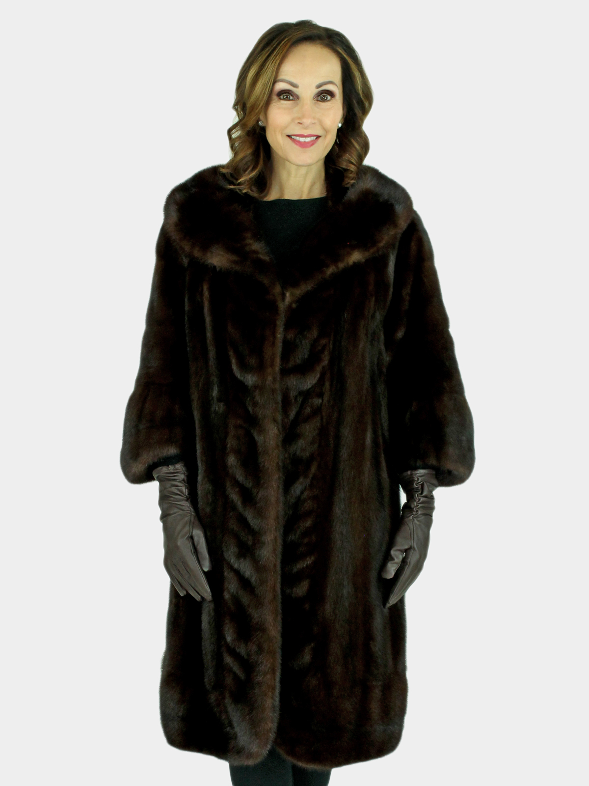 Woman's Vintage Mahogany Mink Fur 3/4 Coat