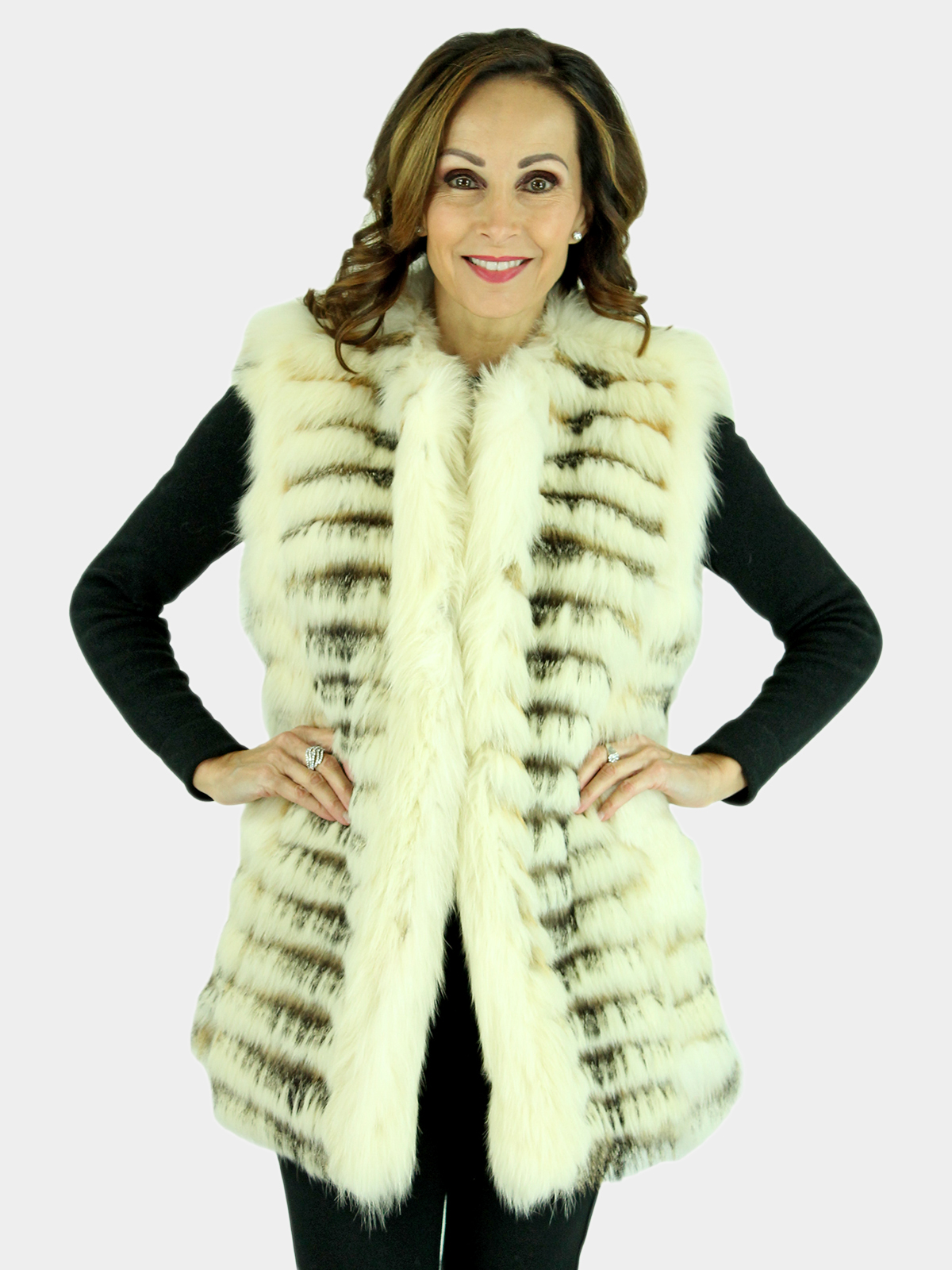 Woman's Natural Fox and Finn Raccoon Fur Feathered Vest