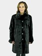 Woman's Black Sheared and Grooved Mink Fur Stroller Reversing to Rain Fabric