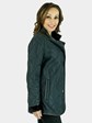 Woman's Chris Navy Quilted Shearling Lamb Jacket