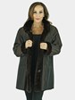 Woman's Brown Sheared Mink Jacket Reversing to Rain Fabric