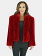 Woman's Red Sheared Beaver Fur Jacket