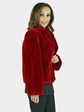 Woman's Red Sheared Beaver Fur Jacket