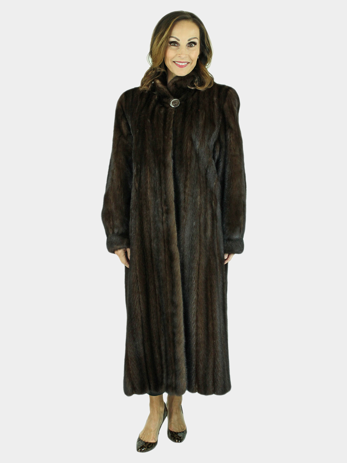 Woman's Mahogany Female Mink Fur Coat