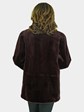 Woman's Burgundy Sheared Mink Fur Reversible Jacket with Traditional Mink Trim