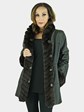 Woman's Brown Sheared Rabbit Fur Jacket Reversing to Leather