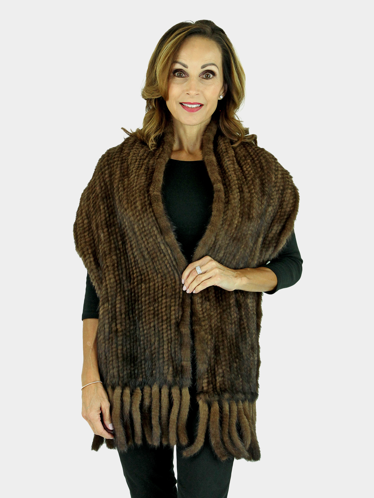 Mahogany Knit Mink Fur Shawl (Women's Medium) Estate Furs