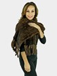 Woman's Mahogany Knit Mink Fur Shawl