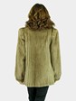 Woman's Cord Cut Pastel Mink Fur Jacket with Fox Tuxedo Front