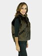 Woman's Long Haired Beaver Fur Vest with Sheared Beaver Trim