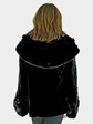 Woman's Black Sheared Mink Fur Jacket with Jeweled Accents