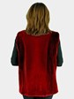 Woman's Red Sheared Beaver Fur Vest Reversible to Leather