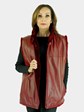Woman's Red Sheared Beaver Fur Vest Reversible to Leather