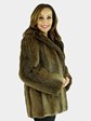 Woman's Medium Tone Long Hair Beaver Fur Jacket
