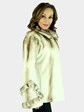 Woman's Golden Cream Semi Sheared Mink Fur Jacket with Traditional Mink Trim