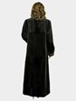 Woman's Brown Sheared Mink Fur Coat with Traditional Mink Trim
