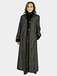 Woman's Brown Sheared Mink Fur Coat with Traditional Mink Trim