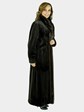 Woman's Brown Sheared Mink Fur Coat with Traditional Mink Trim